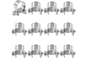 Swpeet Kit assortito di fascette stringitubo in acciaio inox 304, 12 pezzi, 10-12 mm, per auto, agricoltura, impianti e costruzioni