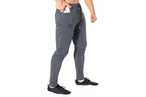 ZENWILL Cremallera Jogger Gym Pantalones Deportivos Cómodos Fitness Hombre con Bolsillos Ocultos
