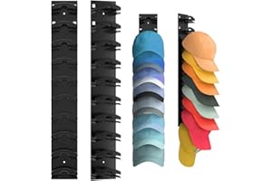 PIASHOW Lot de 2 supports muraux autocollants pour casquettes - Sans perçage - Pour jusqu'à 20 chapeaux - Noir