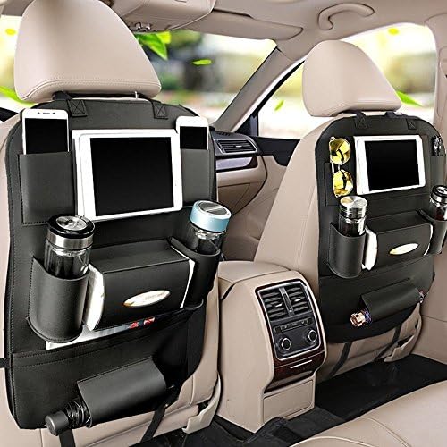 2PC Fristee PU Leather Car Seat Storage Organiser Multi Pockets For Trips Back Seat Protectors ( Pack of 2,Black)
