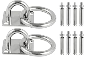 Lyaor Piastra ad occhiello in acciaio inox 304 con occhielli – Gancio di fissaggio resistente – Gancio da parete con vite per appendere l'amaca, il sacco da boxe, la corda da yoga