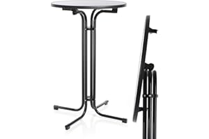 Toboli klappbarer Bistrotisch in Schwarz Ø70cm runder Stehtisch Indoor/Outdoor Klapptisch 110cm hoch