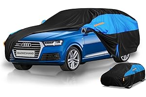 BADGESHAND Car Cover Waterproof All Weather for Automobiles,10 Layers Outdoor Full Exterior Cover Rain Sun UV Snowproof Protection with 2 door Zipper Cotton Mirror Pocket, Fit SUV Length(190"-200"/485-510cm)