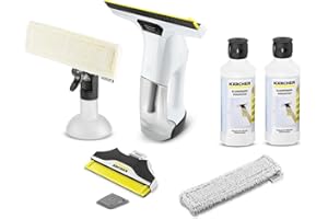 APH REINIGUNGSTECHNIK Kärcher WV 6 Premium Fenstersauger weiß (inkl. Zubehör, 100 min Akkulaufzeit, Fensterreiniger für Fenster, Fliesen, Dusche und Vitrinen) (inkl. 2x Glasreiniger RM500)