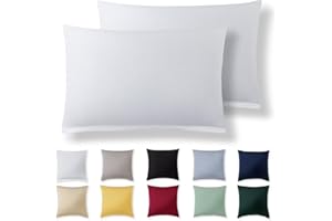 Alreya Kissenbezug 30 x 50 cm (2er Set) - Weiß - 100% Jersey Baumwolle - Kissenhülle für Kissen 30x50 cm, Jersey Kopfkissenbezüge, Superweicher Kissenbezüge 30x50 mit Reißverschluss