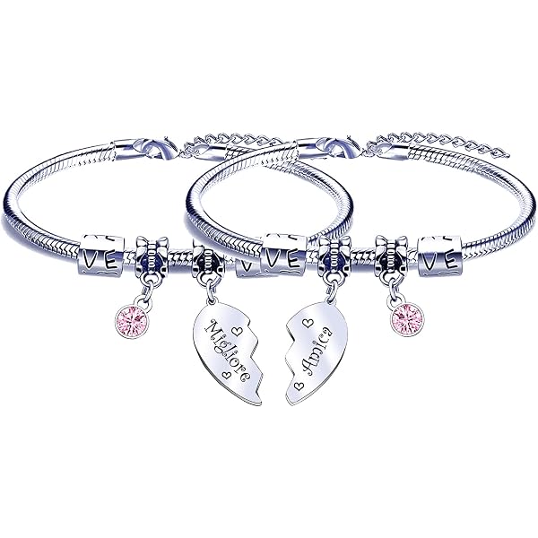 Set Di 2 Bracciali Coordinati Per Migliori Cugine/Amiche: Regalo Compleanno, Amicizia A Distanza, Acciaio Inossidabile