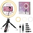 RealPlus LED Ring Light, 10" Ring Light with Tripod Stand & Phone Holder with 3 Light Modes & 10 Brightness for YouTube Video Tiktok-Gifts for Women