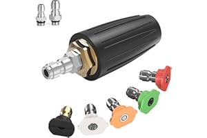 MIYUANGKJ Turbo Nozzle Pressure Washer Tips Quick Release Power Washer 4000PSI Max. 4.0GPM Rotating Spray Turbo Nozzle with 1/4" 3/8" Quick Connect and 5 Nozzle Tips Gun Nozzle Accessory for Car, Garden