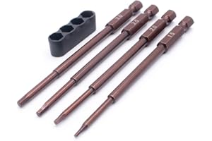 LCX Racing 4 pezzi 1/4" Set di Bit Esagonali Metrici, Cacciavite Elettrico, Trapano Elettrico Hobby RC Modello RC Camion RC (1.5 2.0 2.5 3.0mm)