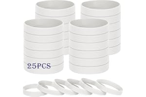 HONTIUS 8'' Braccialetti In Gomma, 25 Pezzi Braccialetti In Silicone, Bianco Vuoto Elastici di Gomma per Uomo Donna Scuola Insegnante Squadra Festa