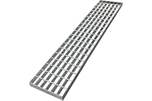 Natotela Galvanized Grating Steel Trench Grate 100x20cm Driveway Metal Channel Drain Grates B125 Heavy Duty Mesh Drainage Gutter Vent for Outdoor Garage Parking Lot Ditch Concrete Floor Forge Walkway