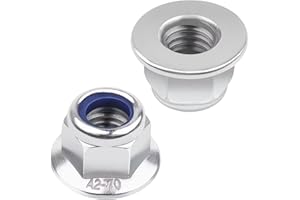 Leryati Écrou M8 DIN 6926 - 20 Pièces Écrou Frein Hexagonal Avec Collerette, Inox Autofreiné Avec Filetage, Crantée Bride Blocage