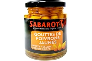 Gouttes de poivrons jaunes en bocal 140g - Sabarot