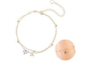 Mikovivi Bracelet Cheville pour Femme, Ajustable Cour et Lettre Étanche Doré Bracelet Cheville Initiale Idéal pour l'Été la Plage Chaîne Pied Alphabet Superposé Décorations et Cadeaux