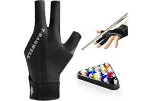 AONAYO Einzelpackung Billard Handschuh,Billard Handschuh Links,Snookerhandschuhe,Einstellbar Billiard Handschuhrutschfeste Billardhandschuhe,Dreifinger-Billardhandschuhe,Atmungsaktiv,Schwarz