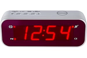 Timegyro Petite Horloge numérique à Piles - Horloge de Bureau LED - Fonctionne avec Piles Uniquement - Réveil avec Snooze - Réglage Facile pour Chambre à Coucher, étagère, Voyage