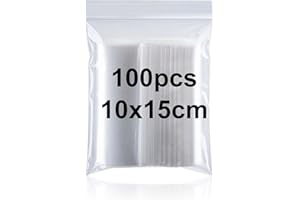 GUANGYUAN Pack of 100 Plastic Resealable Bags, 10 x 15 cm, Plastic Bags with Zip, Transparent Zip, for Office, Kitchen, Stationery Storage, etc