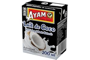 AYAM Lait de Coco | 100% Ingrédients Naturels | Goût Authentique | Noix de coco Fraîches | Haute Qualité | Alimentation Saine | Lait Végétal | Sans Lactose | Sans Gluten - 200ml