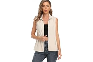 Dilgul Gilet Donna Estivo con Colletto Giacca Leggera Senza Maniche con Cerniera con Tasche