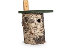 generc CJ Wildlife Birch Log Nest Box for Birds 32mm Hole Size FSC, Transparent