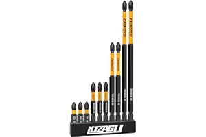 LOZAGU 10-Piece PZ2 Bits Set, 25mm 50mm 100mm 152mm Magnetic Screwdriver Impact Bits Set, PZ2 Pozi Pozidriv Bits with Storage Box