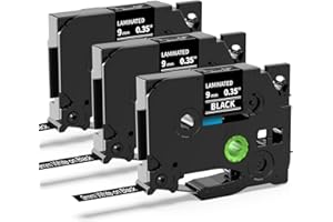 MarkField Compatible Laminated 9mm Label Tape Replacement for Brother P Touch TZ TZe-325 0.35" Label Maker Tape for PT-D200 H107B H105 H107 H101C H100LB/R 1000 1250 White on Black, 3 Pack