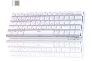 TMKB TECHNOLOGY MECHANICAL KEYBOARD TMKB T63 Gaming Tastatur Mechanische Kabellos mit Blue Switch,Bluetooth / 2.4G / Mit Kabel,weiße