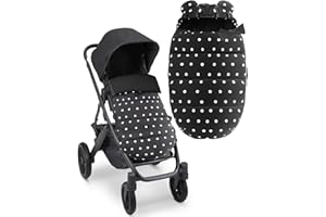 Omesiry Chancelière pour Poussette Universelle, Confortable D'hiver Chaud Bébé sac de Couchage Bébé Chaud pour Siège Auto, Lits Bébé, Imperméable et Coupe-Vent, Convient de 0 à 36 Mois (Noir à Pois)