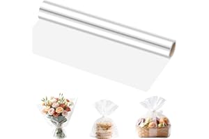 TDUNSYA Papier Transparent Emballage, 40 cm x 30 m Papier Cadeau Transparent, Cadeau Cellophane 2,5 Mil, Rouleau de Emballage Cellophane, pour Fleurs, Artisanat, Emballage Cadeau