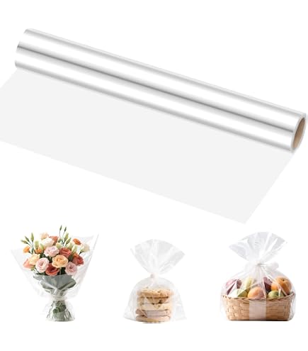 Rouleau Film Cellophane Transparent 35 Cm X 15 M - Emballage Fleuriste, Paniers Cadeau - 3,3 Mil