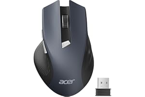 acer Ratón Inalámbrico Ergonómico, 2,4 GHz Wireless Mouse con 3 dpi Niveles Ajustables, Mouse Inalámbrico Ópticode 6 Botones, Funciona con Pilas para portátiles, PC y MacBook