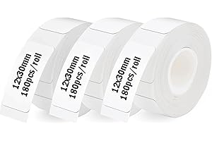 CKCLR Etichette Adesive Termiche, 12x30 mm Impermeabile Nastro per etichette termiche Compatibile con Etichettatrice per Scuola Casa (Bianco, 540 nastri/3 rotolo)