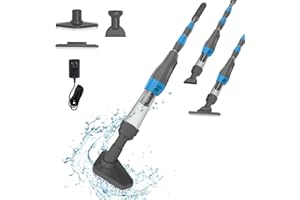 PoolyPoly 3-in-1 Wireless Pool Vacuum Cleaner with Battery, Pool Handheld Vacuum Cleaner Floor Vacuum Cleaner, Pool Cleaner with Telescopic Rod, 90 Minutes Running Time Pool Vacuum Cleaner for Small