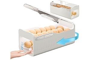 Egg Holder for Fridge, Automatic Rolling Egg Organizer, Clear Plastic Egg Dispenser with Removable Lid, Large, Freshness Time Mark(2 Tier)