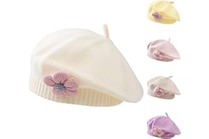Kunyeah Cappello a Berretto per Bambine Cappello a Berretto Invernale Caldo Toddler Cappello a Maglia in Stile Francese Baby Cute Flower Berets