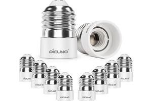 DiCUNO 10 Stycken E27 till E14 adapter omvandlare, Högkvalitativ lamphållare, Hög temperaturbeständig lampbas för LED-lampor, Glödlampor och CFL-lampor
