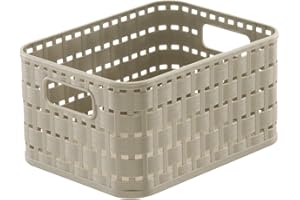Rotho Country Aufbewahrungskorb 2l in Rattan-Optik, Kunststoff (PP) BPA-frei, cappuccino, A6/2l (18.3 x 13.7 x 9.8 cm)