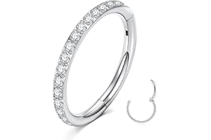 ESHIONER Pierścień do nosa G23 tytanowy hipoalergiczny kolczyk do przegrody nosowej biżuteria helix chrząstka tragus złoty srebrny czarny cienka mała obręcz do nosa CZ klips na ucho wargi pierścienie