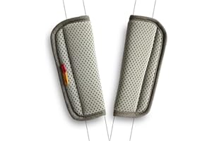 SeedFuture Gurtpolster für Kinderautositze Grau 2 Stück, Universal und verstellbar Schultergurt-Kissen für Kinderwagen mit Klettverschluss, Kinderwagen Sicherheitsgurt Abdeckung