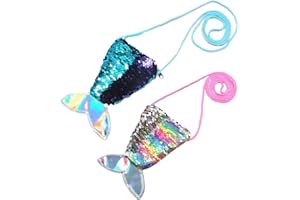 UENXRXE UEN 2 PCS Borsetta Bambina,Borsa con Paillettes,Borse a Forma di Sirene con Paillettes Lucide,Borse Bambina,Borsa Porta Cellulare Tracolla,Borsa Danza Bambina,Come Regalo di Compleanno per Bambini