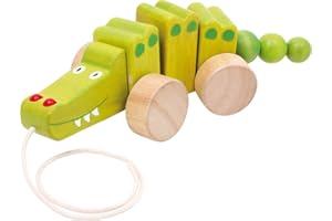Small Foot Company- Small Foot Zieh-Krokodil aus Holz, wackelt beim Hinterherziehen, Ziehtier fördert Die Motorik, AB 1 Jahr, 2604 Cocodrilo de Madera para Estirar, Color verde (Handelshaus Legler OHG