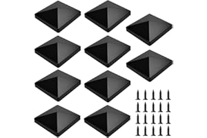 TANCUDER 10 PCS Fence Post Cap Black Deck Post Caps Neat Toppers for Fence Posts, Plastic Fence Post Top Cap with 20 M35*10mm Screws Fits 4x4 Square Post - Rot Protection, Durable Outdoor Post Covers