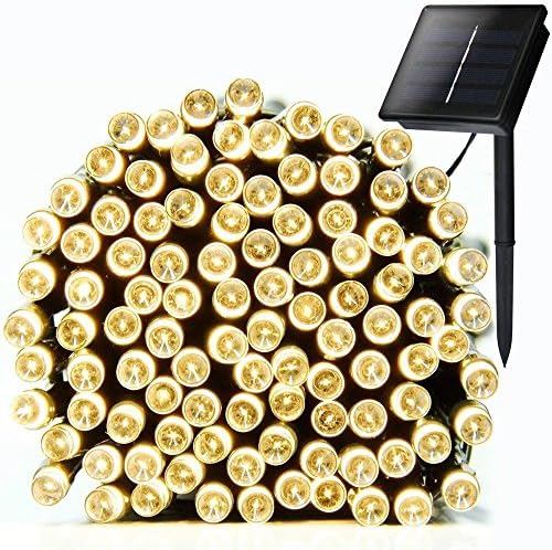 Stoog Solar String Lights 200 LED 8 Modes Solar Powered Fairy String Lights Decorative Lighting Outdoor Courtyard Gardens Homes Patio Lawn Wedding Christmas Party and Holiday Decorations Waterproof Decor (Warm White)