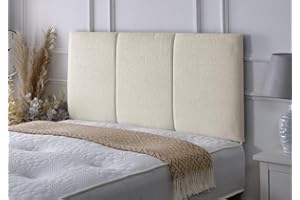 SERENITY HEADBOARDS Alton Padded Paneled Divan Bed Headboard | Chenille Fabric Headboards for 4ft6 Double Size Bed | Elegant design with wooden material headboards for beds (Cream, 4ft6 Double Height-20inch)