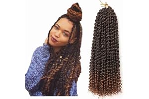 Passion Twist Hair, 7 Packs 18inch Water Wave Crochet Hair for Long Bohemian Tressage YDDM Passion Twist Extensions de cheveux synthétiques (T1B-30#, 7 Packs-18inch)