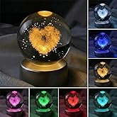 Senon Kalp Kristal Cam K&uuml;re Renk Değiştiren LED Işıklı Gece Lambası Dekoratif Hediyelik