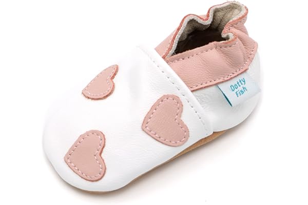 Dotty Fish Chaussures Bébé et Enfant en Cuir Souple – Antidérapantes, Légères et Respirantes, Semelle Souple pour Premiers Pas, Unisexe 0-5 Ans, Marque Britannique