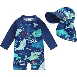 Ensemble Maillot De Bain Bébé Garçon 3 Pièces Anti-UV | Tee-shirt Manches Courtes + Short + Chapeau - Taille 0-24 Mois - Piscine Plage