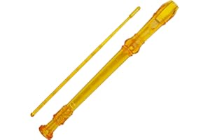 A-Star Soprano/Descant School Recorder Instrument, digitación inglesa/barroca - Clave de C con tabla de aprendizaje, bolsa, varilla de limpieza - amarillo