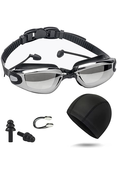 Occhialini Da Nuoto Bambini - Antiappannamento, Con Tappi Orecchie E Clip Naso, Anti-UV